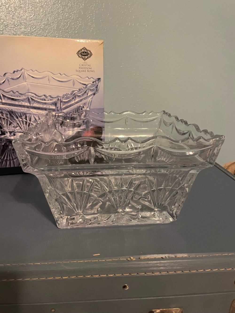 Crystal Square Serving Bowl - Clear Cut Glass